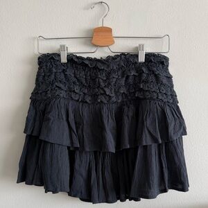 American Eagle Outfitters Black Tiered Crochet Waist Skater Skirt | Size M